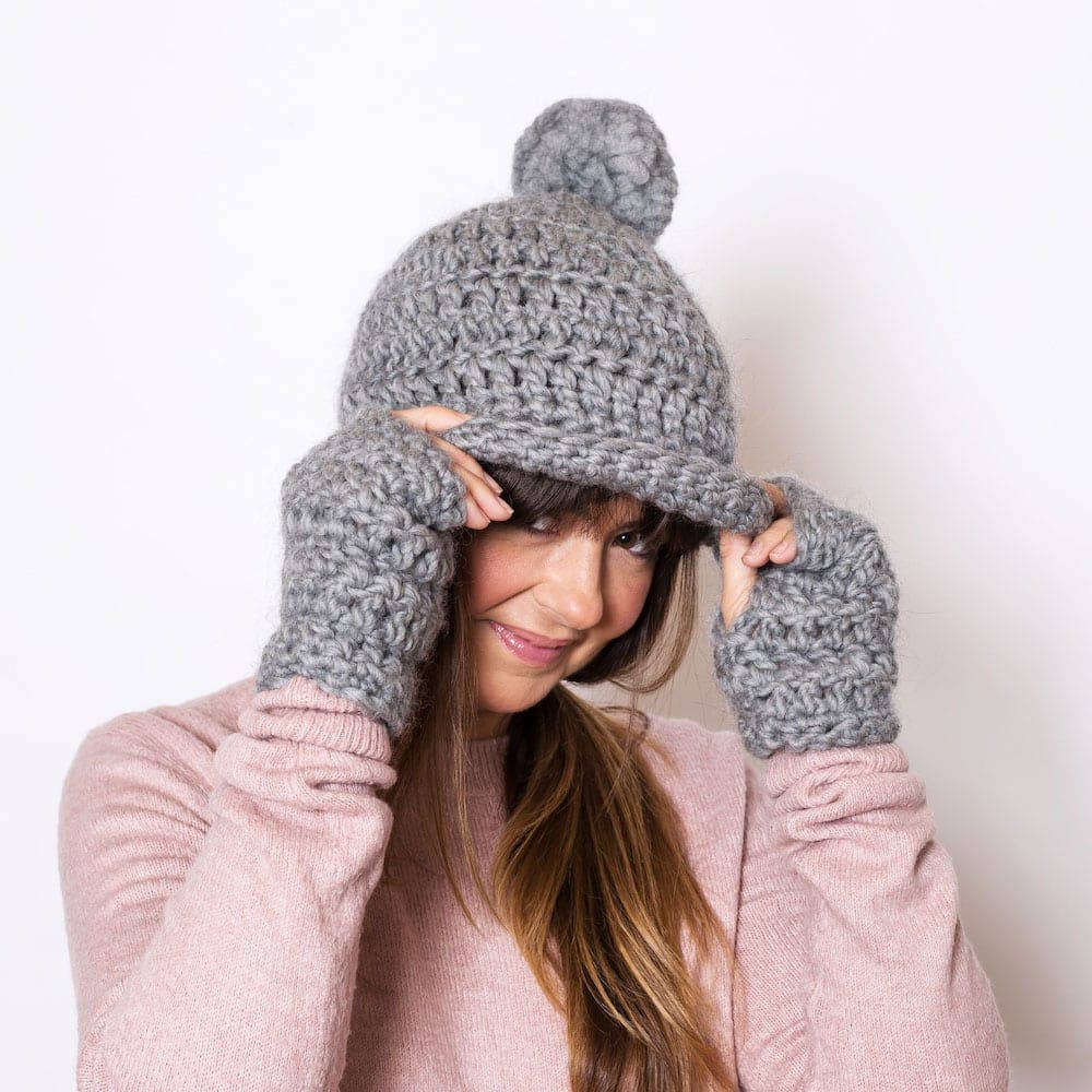 Wool Couture Company - Beanie and Fingerless Gloves Crochet Kit