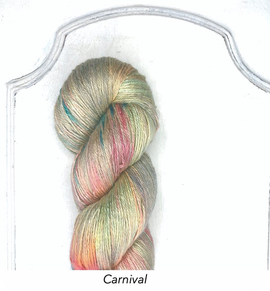 Silk Linen 3 Ply Fingering, Modern Dyed, Variegated - Carnival