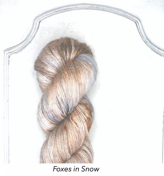 Silk Linen 3 Ply Fingering, Modern Dyed, Variegated - Foxes in Snow