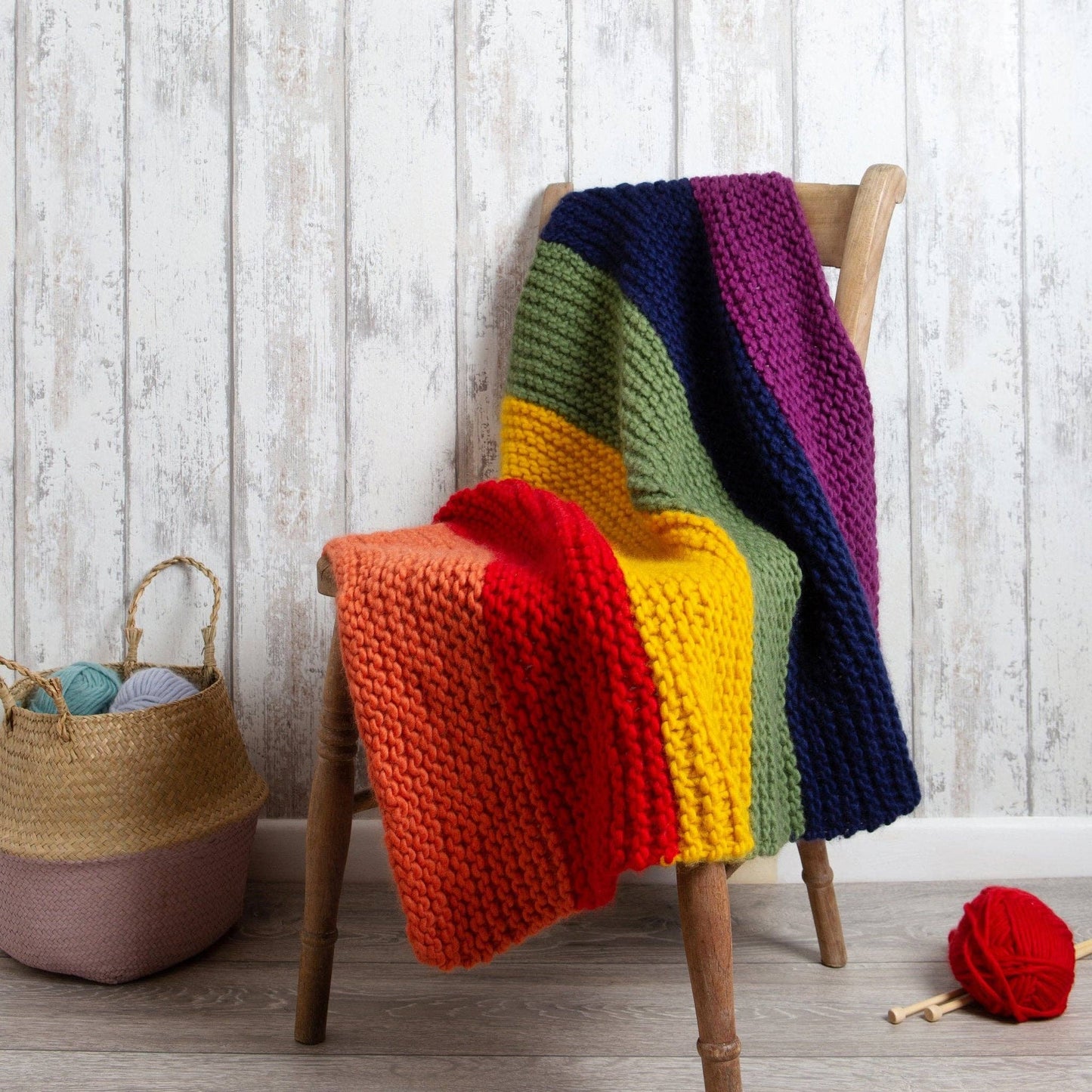 Wool Couture Company - Rainbow Blanket Knitting Kit Bright